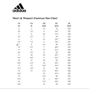 adidas tubular size chart